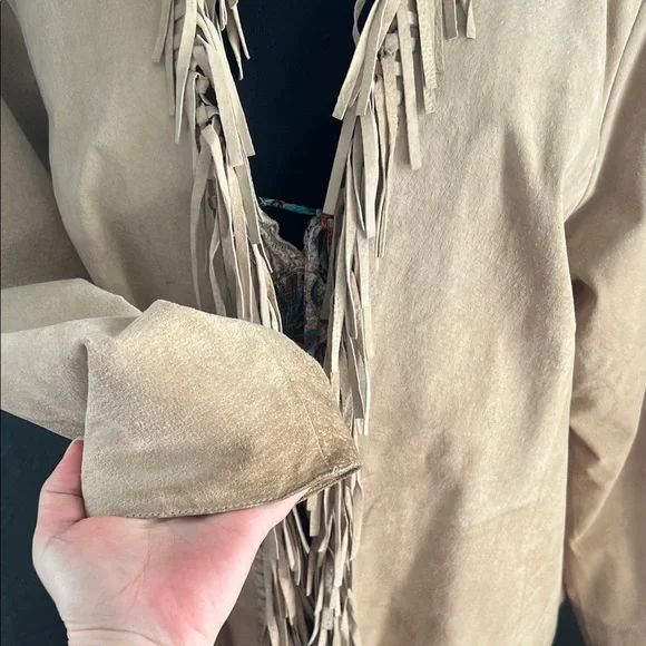 Dialogue Beige Fringe Suede Blazer - Picture 3 of 8